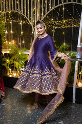 Anarkali suit with aari work detaling
